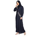 Front Open cuff sleeves  Embroidery Abaya - Navy Blue Front Open cuff sleeves  Embroidery Abaya - Navy Blue